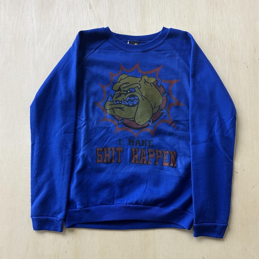 Vintage Connectors Sweatshirt Youth 14-16 Blue Bulldog Graphic Fleece Pullover